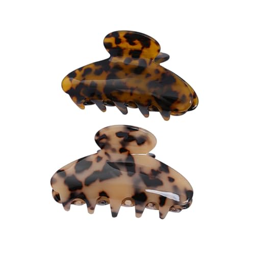 LOLIPPYY 2 Stück Teiliges Vintage Haarklammern aus Robustem Azetat Geometrisch Gebogene Haarkralle mit Leoparden Beige muster Rutschfest Eleganter Haarhalter für Damen und Mädchen von LOLIPPYY