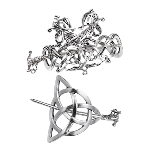 LOLIPPYY 2 Stück Teiliges Vintage Metall Haarklammern im Wikinger Stil Keltische Haarschmuck Clips für Zöpfe und Dreadlocks Langlebige Haarspangen für Damen Geeignet für Partys und Alltag von LOLIPPYY