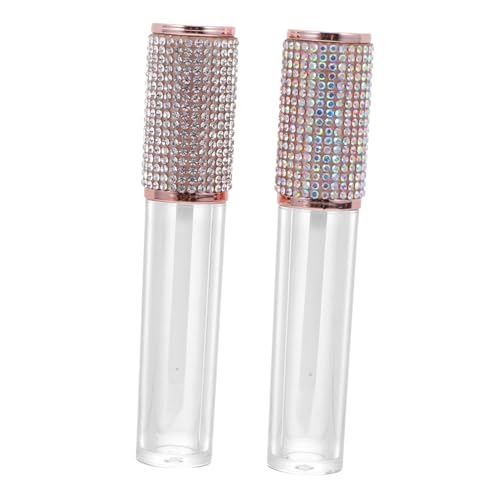 LOLIPPYY 2 Stück Transparente Diamond Patch Lipgloss Tuben Langlebige Abs Lipgloss und Lippenbalsam Behälter Kompakte Leichte Lippenpflegebehälter für Reisen und Alltag von LOLIPPYY