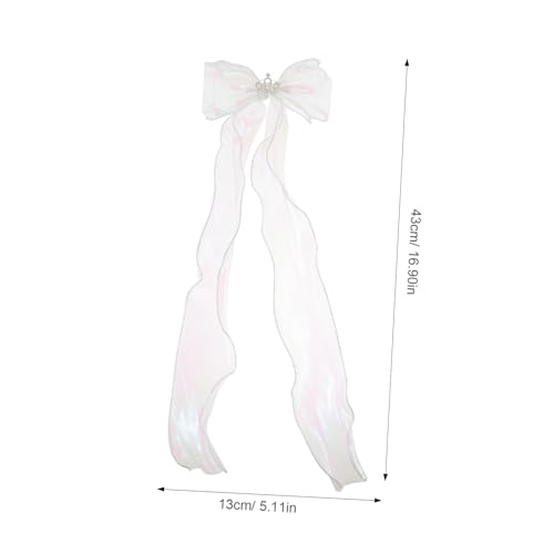 LOLIPPYY 2 Stück Weiße Haarspangen mit Spitzen schleife und Funkelnder Krone Lange Bänder Dekorative Haarklammern für Mädchen Modischer Haarschmuck für Besondere Anlässe von LOLIPPYY