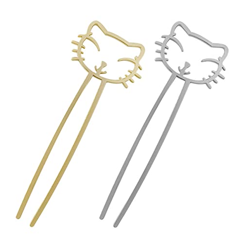 LOLIPPYY 2stücke Katzen-haarstäbe Für Mädchen Süße Haarforken Für Dutt-styles Langlebige Und Leichte Haarschmuck-tools Für Verschiedene Frisuren von LOLIPPYY
