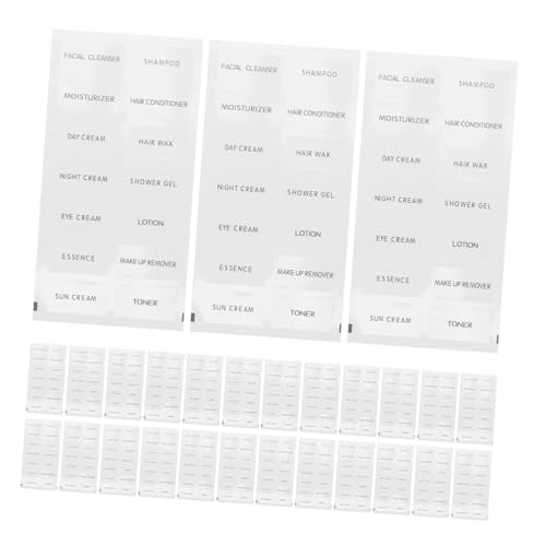 LOLIPPYY 20 Blatt PVC Aufkleber für Reiseflaschen Wasserfeste Selbstklebende Etiketten für Shampoo Duschgel Hautpflegebehälter Vielseitig Einsetzbar Langlebig für Badezimmer und Unterwegs von LOLIPPYY