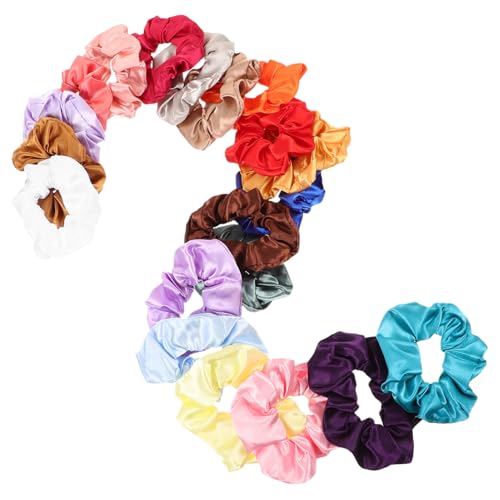 LOLIPPYY 20 Stück Teiliges Elastische Haargummis für Frauen Bunte Satin Scrunchies Schonende Pferdeschwanzhalter Vielseitige Haarbänder als Modisches Armband für Alltag Hochzeit von LOLIPPYY