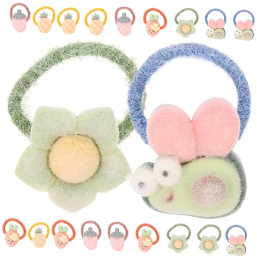 LOLIPPYY 20stücke Junge Mädchen Cartoon Haarband Mit Beflockung Elastische Haarseile Für Kleine Mädchen Cartoon-haargummis Strapazierfähiges Material Langanhaltend von LOLIPPYY