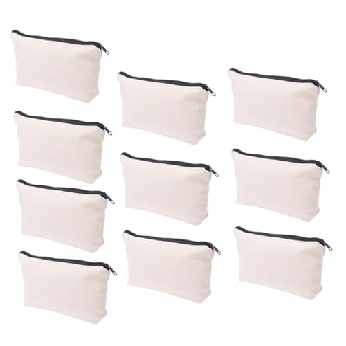 LOLIPPYY 20 Stück Teiliges Federmäppchen aus Naturfarbenem Baumwollstoff mit Reißverschluss Großer Kapazität Leicht und Vielseitig als Stift oder Kosmetiktasche für Schule Zufällige Farbe von LOLIPPYY