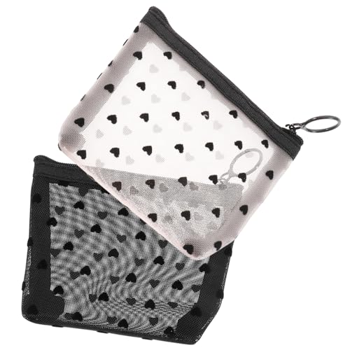 LOLIPPYY 2 Stück Kosmetiktasche Für Damen Kleine Kulturbeutel Für Reisen Reißverschluss Leichtes Nylon Beige Mit Schwarzen Punkten Tragbare Make up Taschen Für Outdoor Und Camping von LOLIPPYY