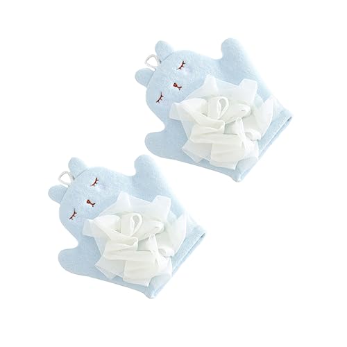 LOLIPPYY 2stücke Badehandschuhe Peelinghandschuhe Massagehandschuhe Schwammschrubber Badeschwämme Dual-use Junge Mädchen Schwamm Wäscher Mit Seil Für Dusche Bad von LOLIPPYY