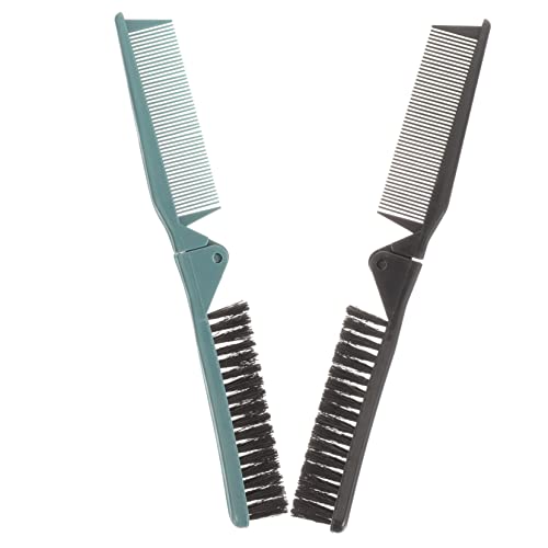 LOLIPPYY 2stücke Faltbarer Haarkamm Tragbare Haarkämme Für Damen Und Herren Hautfreundliche Haarbürste Für Locken Professionelles Styling Und Unterwegs in Dunkelgrün Und Schwarz von LOLIPPYY