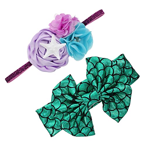 LOLIPPYY 2stücke Haar-accessoire Stirnband Für Mädchen Mit Seestern Und Schleifen-verzierung Elastizität Kopfbedeckung Für Junge Mädchen Stirnband Haarband von LOLIPPYY