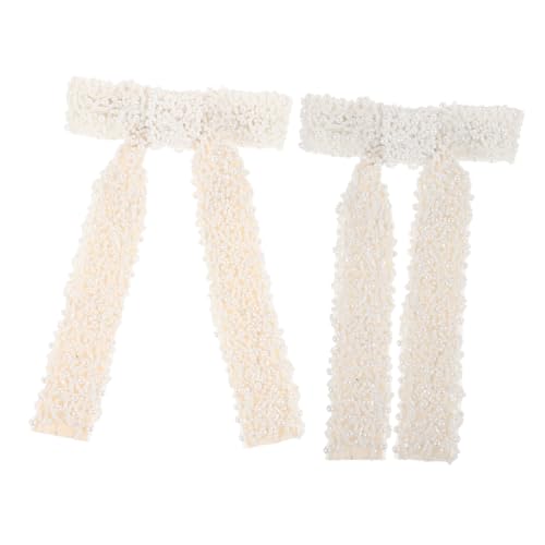 LOLIPPYY 2stücke Handgefertigte Haarschleifen Für Damen Elegante Haaraccessoires Mit Perlen Für Frauen Und Mädchen Süße Haarspangen Für Verschiedene Frisuren Ponytail Clips von LOLIPPYY