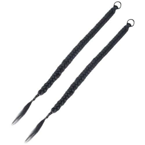 LOLIPPYY 2stücke Lange Geflochtene Perücke Für Frauen Synthetische Pferdeschwanzverlängerung Haarteil Mit Haarverlängerungstechnik Umwickelte Haarverlängerung Für Pferdeschwanz von LOLIPPYY