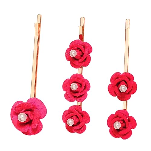 LOLIPPYY 3stücke Rosen Haarspange Blumen Haarspange Kleine Haarspangen Für Frauen Haarschmuck Für Romantische Anlässe Und Alltag von LOLIPPYY