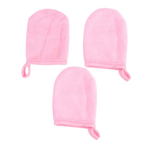 LOLIPPYY 3stücke Gesichtsreinigungs-handschuhe Makeup Entferner Puff Dicke Reinigungs-pads Rosa Waschbar Wiederverwendbar Sanft Zur Haut Für Effektives Makeup-entfernen von LOLIPPYY