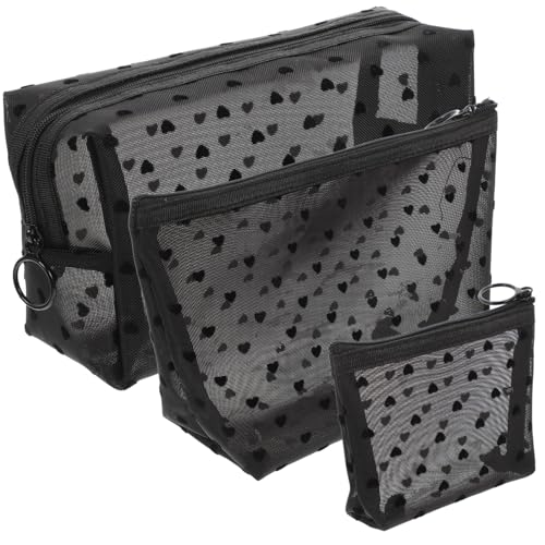 LOLIPPYY 3 Stück Kosmetiktasche Damen Teiliges Netzgewebe Schminktasche mit Reißverschluss Langlebig und Reißfest Multifunktionaler Reise Kulturbeutel für Make Up Skincare und Stifte von LOLIPPYY