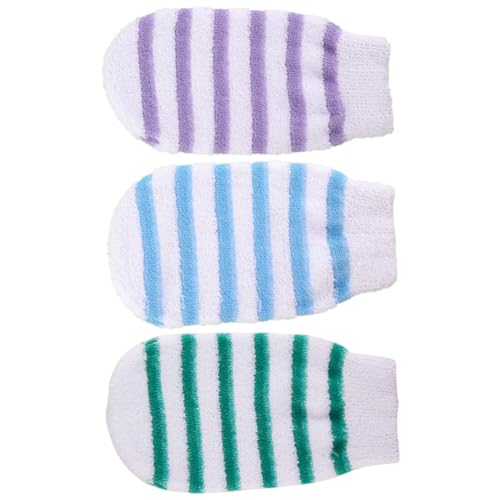 LOLIPPYY 3 Stück Peelinghandschuhe Duschhandschuhe aus Weichem Nylon für Körperpeeling Sanfte Massage Fördert Durchblutung Wiederverwendbar Geeignet für Damen und Herren Zufällige Farbe von LOLIPPYY