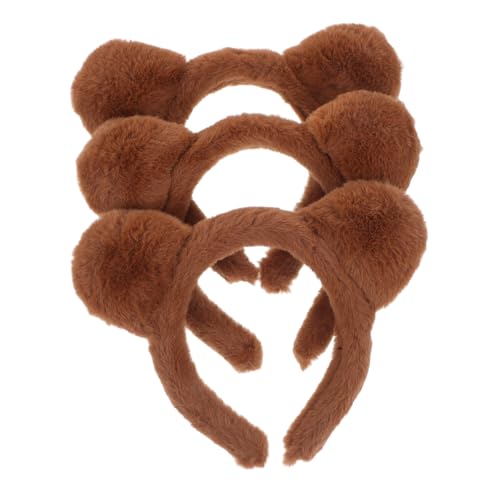 LOLIPPYY 3 Stück Süßes Teiliges Bärenohren Stirnband Braun aus Plüsch für Damen und Stabiler Modisches Haaraccessoire für Party Cosplay und Kostümzubehör von LOLIPPYY