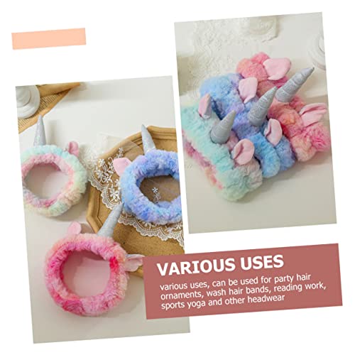 LOLIPPYY 3 Stück Teiliges Einhorn Stirnband für Damen Weiche Fleece Haarbänder zum Waschen und Styling Hautfreundlich Elastisch Farblich Sortiert Blau von LOLIPPYY