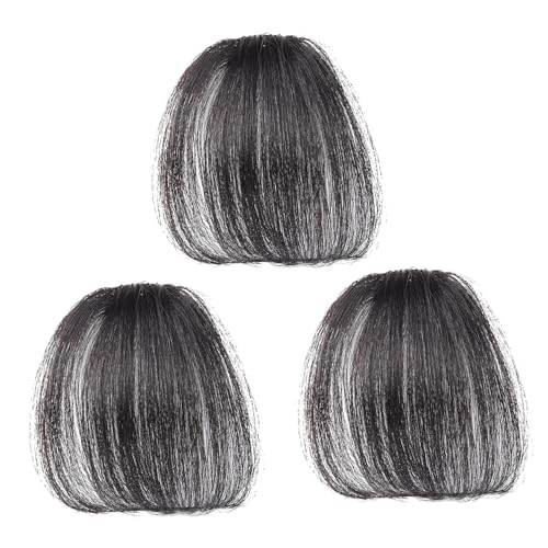 LOLIPPYY 3 Stück Teiliges Falsche Air Bangs aus Glattem Kunsthaar Natürlich Schwarzer Perückenaufsatz Schläfen Leicht und Hautfreundlich Vielseitig für Damen bei Partys Hochzeiten Alltag von LOLIPPYY