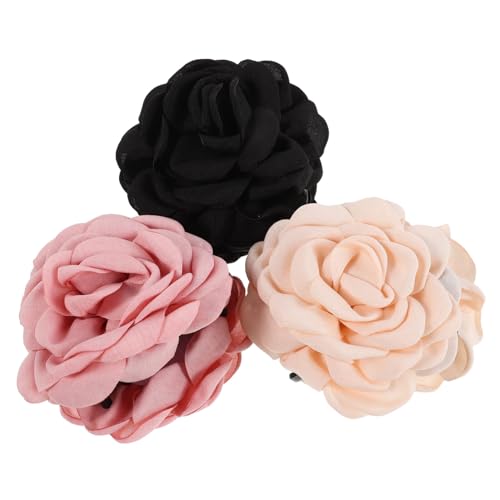 LOLIPPYY 3stücke Haarklammern Mit Blumenmotiv Große Rosen-haarklammern Für Frauen Und Mädchen Dickes Und Dünnes Haar Starker Haltbarkeit Rutschfest Dekorative Haarklammern Für von LOLIPPYY