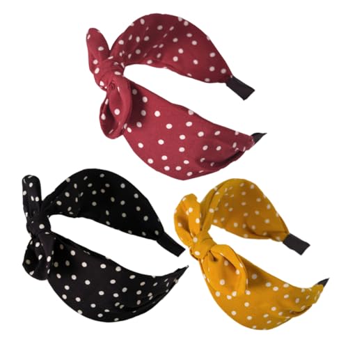 LOLIPPYY 3 Stück Teiliges Haarbänder mit Niedlichen Hasenohren Gepunktetes Stoff Stirnband für Damen und Mädchen Rutschfest Leicht und Komfortabel Modisches Accessoire für Alltag und von LOLIPPYY