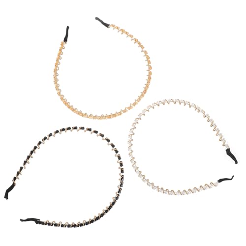 LOLIPPYY 3 Stück Teiliges Haarband Damen Dünn Rutschfest Modisch Leicht für Make up und Gesichtspflege Geeignet Eleganter Haarschmuck Mädchen Accessoires Champagner von LOLIPPYY