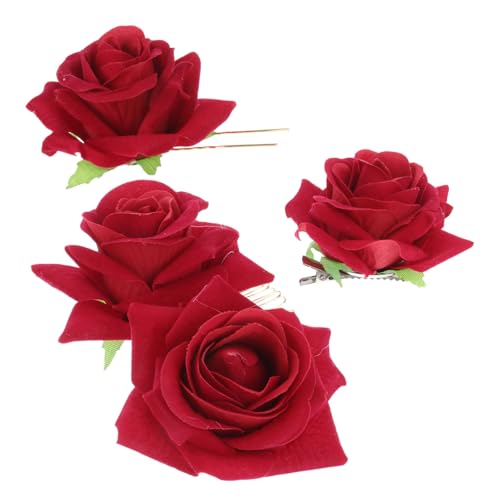 LOLIPPYY 3 Stück Teiliges Haarschmuck Rosenblume aus Langlebigem Material Bestehend aus Haarkamm U Förmigem Haarnadelstab und Haarnadel Geeignet für Damen und Mädchen zu Hochzeit Party und von LOLIPPYY