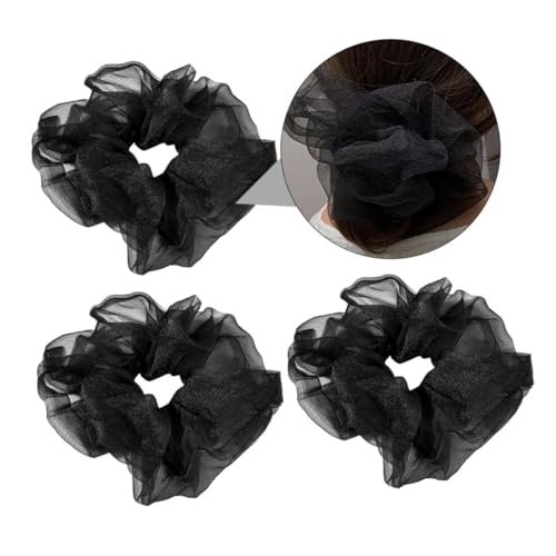LOLIPPYY 3 Stück Teiliges Kleine Elastische Haargummis für Mädchen Dehnbare Pferdeschwanzhalter Retro Haarring in Schwarz Modisches Haarzubehör für Festen und Vielseitige Stylings von LOLIPPYY