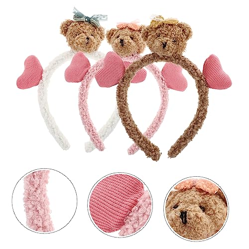 LOLIPPYY 3 Stück Teiliges Mädchen Haarreif mit Bären und Weiches Plüschmaterial Stirnband für Partys Gesichtsreinigung und Alltag Farblich Abgestimmte Haarschmuck Accessoires von LOLIPPYY