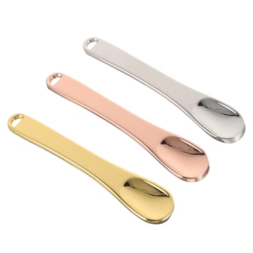 LOLIPPYY 3 Stück Teiliges Mini Kosmetikspatel aus Metall mit Aufhängeloch Wiederverwendbare Creme Löffel für Gesichts Hautpflege Leicht Kratzfrei für Reisen und Beauty salon von LOLIPPYY