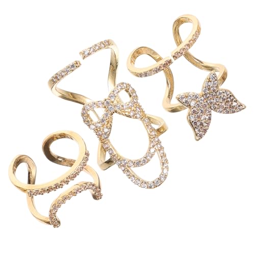 LOLIPPYY 3 Stück Teiliges Nagelringe Fingernagel Schmuck mit Strassbesetzten Fingerringen Abnehmbare Nail Art Ringe für Damen Fingerspitzenringe für Hochzeit Party Alltag von LOLIPPYY