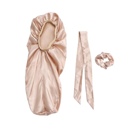 LOLIPPYY 3 Stück Teiliges Satin Bonnet mit Elastischem Breitem Weiche Schlafhaube für Damen Haarschonend Glatt und Leicht für Nacht und Langes Haar Verhindert Frizz und Bewahrt Frisur von LOLIPPYY