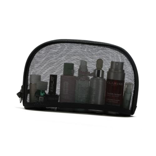 LOLIPPYY 3 Stück Teiliges Schwarze Transparente Netz Kosmetiktasche Leichte Reißfeste Make Up Organizer in Verschiedenen Großer Stauraum als Kulturtasche für Damen Reisen von LOLIPPYY