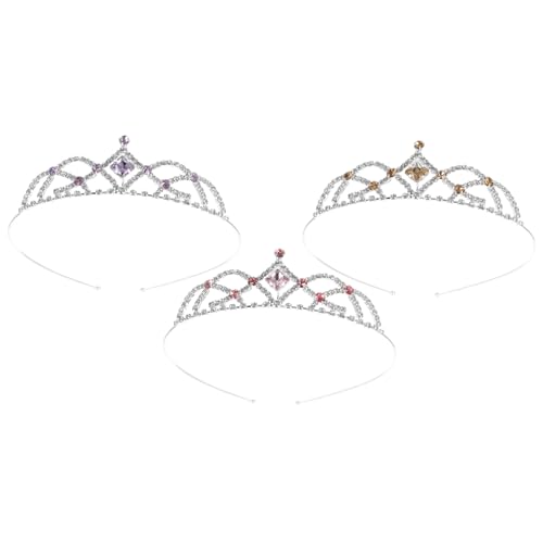 LOLIPPYY 3 Stück Teiliges Tiara mit Funkelnden Strasssteinen Farbige Haarschmuck für Geburtstagsfeier Stabile und Langlebige Mädchen Kopfbedeckung als Party Bühnenaccessoire von LOLIPPYY