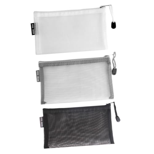 LOLIPPYY 3 Stück Teiliges Transparentes Federmäppchen aus Reißfestem mit Reißverschluss Leichte Waschbare Stifttasche für Schule und Büro Großer Stauraum für Stifte Lineal Schere von LOLIPPYY