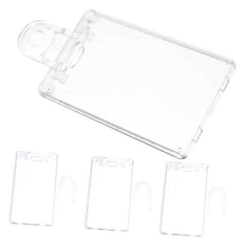 LOLIPPYY 3 Stück Transparente PC Ausweishüllen Vertikal Doppelseitige Kartenhalter Klar Strapazierfähig Schützend für Id Karten Kreditkarten Mitarbeiterausweise von LOLIPPYY