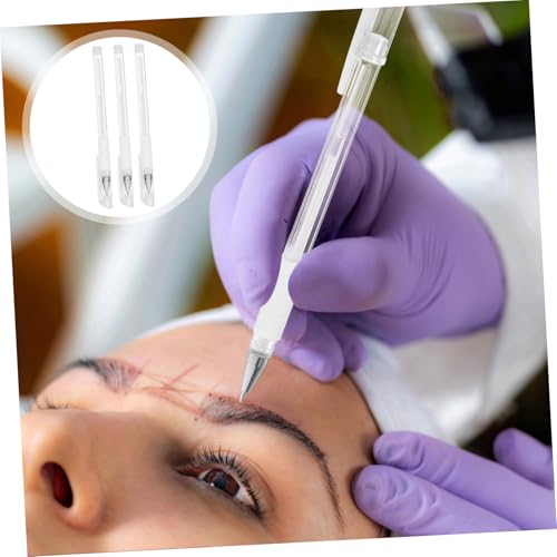 LOLIPPYY 3 Stück Wasserfester Microblading Markierstift für Haut und Tattoos Präzise Positionszeichnung vor Augenbrauen tätowierung Transparenter Körper Einfach zu Halten und Verwenden von LOLIPPYY
