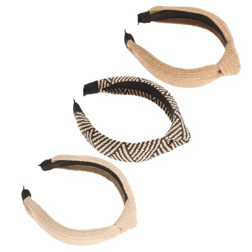 LOLIPPYY 3stücke Breites Stirnband Für Damen Geknotetes Stirnband Stroh Stirnbänder Kopfschmuck Für Mädchen Sommer Kopfschmuck von LOLIPPYY