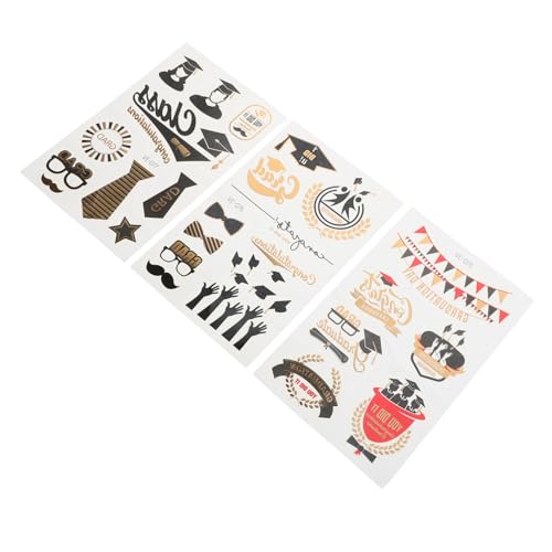 LOLIPPYY 3blätter Abschluss Gesichtsaufkleber Luxuriöse Aufkleber Für Abschlussfeiern Fotorequisiten Und Festliche Anlässe Selbstklebend Und Bequem Einzigartige Designs Für von LOLIPPYY