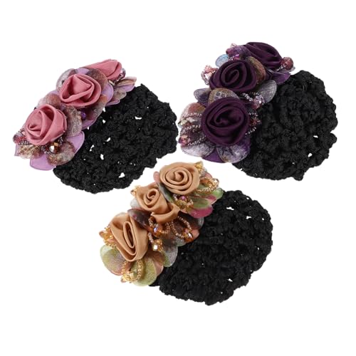LOLIPPYY 3stücke Damen-dutt-haarnetz Mit Blumenmuster Haarknoten-abdeckung Haar-accessoire Für Bühnenauftritte Cosplay Hotel Ballett Und Krankenschwestern von LOLIPPYY
