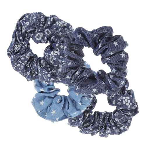 LOLIPPYY 4 STÜCKE Denim Haargummis Elastische Haarschleifen Modische Ponytail Holder für Damen Mädchen Vielseitiger Haarschmuck Grobe Haargummis mit Stil von LOLIPPYY