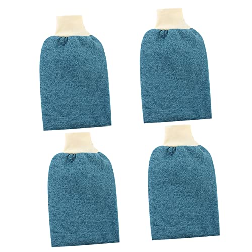 LOLIPPYY 4 STÜCKE Teiliges Doppelseitiges Peeling Badetuch mit Verstärktem Material Leichte Praktische Badehandschuhe zur Sanften Hautreinigung und Entfernung Abgestorbener Zufällige Farbe von LOLIPPYY