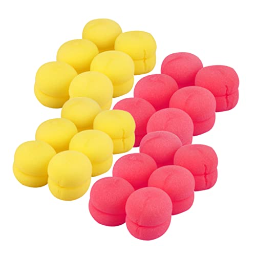 LOLIPPYY 4 Sätze Haarschwamm Lockenwickler Weicher Pilz Design Haarstyling Schwamm Schonend für Locken Leicht Langlebig Waschbar für Damen DIY Haarstyling Rot Gelb von LOLIPPYY