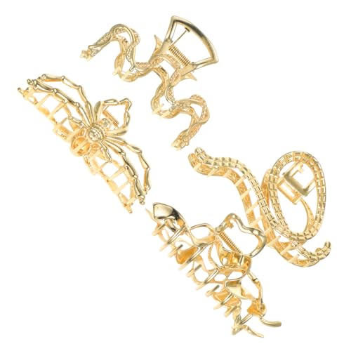 LOLIPPYY 4 Stck Teiliges Metall Haarspangen für Damen Einzigartige Stabile Haarklammern in Schlangen und Fischform Robuste Krallenclips für Dickes und Langes Haar Praktische von LOLIPPYY