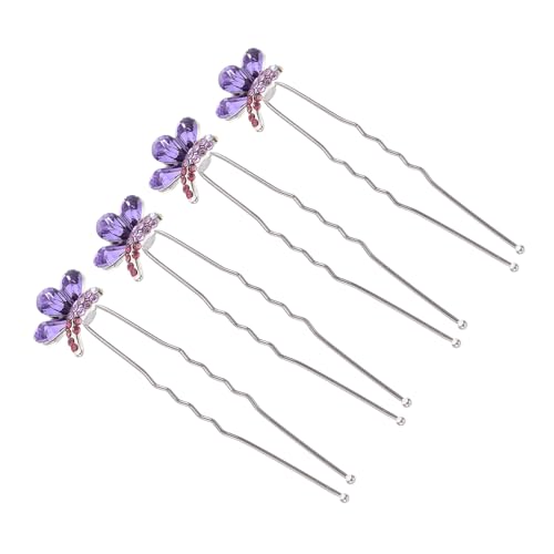 LOLIPPYY 4 Stck Teiliges U Förmige Haarnadeln mit Schmetterlings Strasssteinen Eleganter Brautschmuck für Damen und Blumenmädchen Sicher Verarbeitet Vielseitig Einsetzbar für Verschiedene von LOLIPPYY