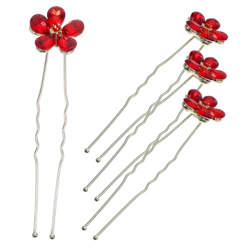 LOLIPPYY 4 Stck Teiliges U Förmiges Haarnadeln mit Funkelnden Strassblumen Eleganter Brautschmuck für Hochzeit und Festliche Anlässe Sicherer Halt Vielseitig für Verschiedene Frisuren und von LOLIPPYY