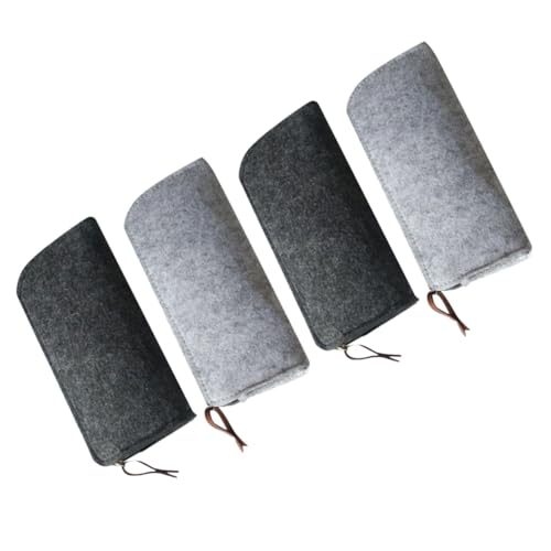 LOLIPPYY 4 Stück Filz Stifttasche mit Reißverschluss Kratzfeste Kosmetiktasche und Federmäppchen Schlankes Design in Dunkelgrau Vielseitig für Stifte Make up und Kleinteile Strapazierfähig von LOLIPPYY