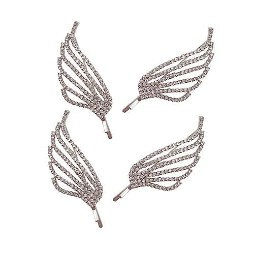 LOLIPPYY 4 Stück Haarnadel Elegant Clips Zubehör Strasssteine Glänzend Gold Haarspangen Mit Engelsflügeln Haar Strass Damen Haarklammer Braut Hochzeit Zinklegierung Silver von LOLIPPYY
