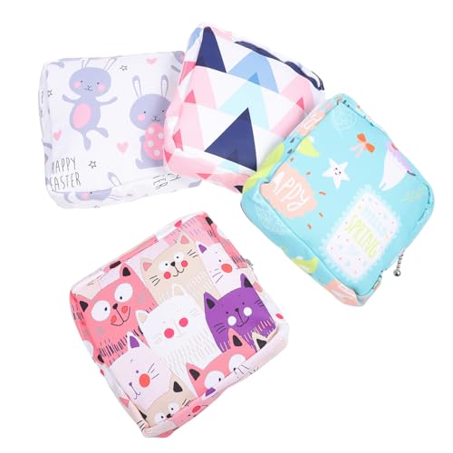 LOLIPPYY 4 Stück Hygienebeutel wasserdichte Langlebige Aufbewahrungstaschen für Damenbinden Tragbare Sanitäre Slipeinlagen Organizer Vielseitige Kleine Taschen mit Niedlichen Tiermotiven von LOLIPPYY