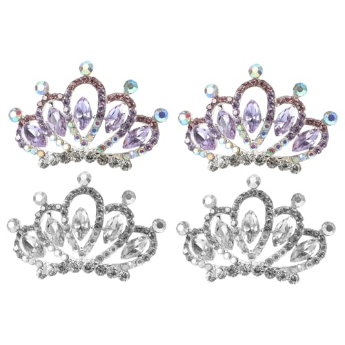 LOLIPPYY 4 Stück Mini Tiara Haarkämme mit Funkelnden Strasssteinen Krone Haarspangen für Braut Hochzeit Party und Festliche Anlässe Stilvolles Haarstyling Zubehör von LOLIPPYY