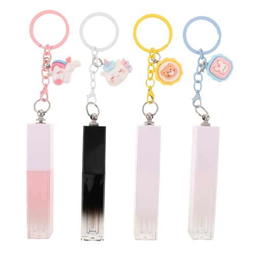 LOLIPPYY 4 Stück Nachfüllbare Lippenbalsam-döschen mit Farbverlauf Einzigartige Kosmetikbehälter für DIY Lipgloss Leichtes Reise-Design mit Einhorn-anhänger Praktisch für Frauen und Mädchen von LOLIPPYY